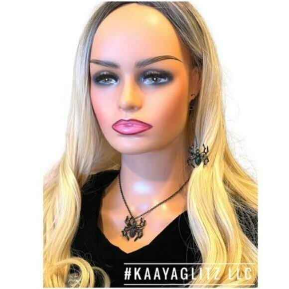 Spider Necklace Earrings Set Halloween Jewelry Halloween Costume Spiderweb Chain - Picture 2 of 6